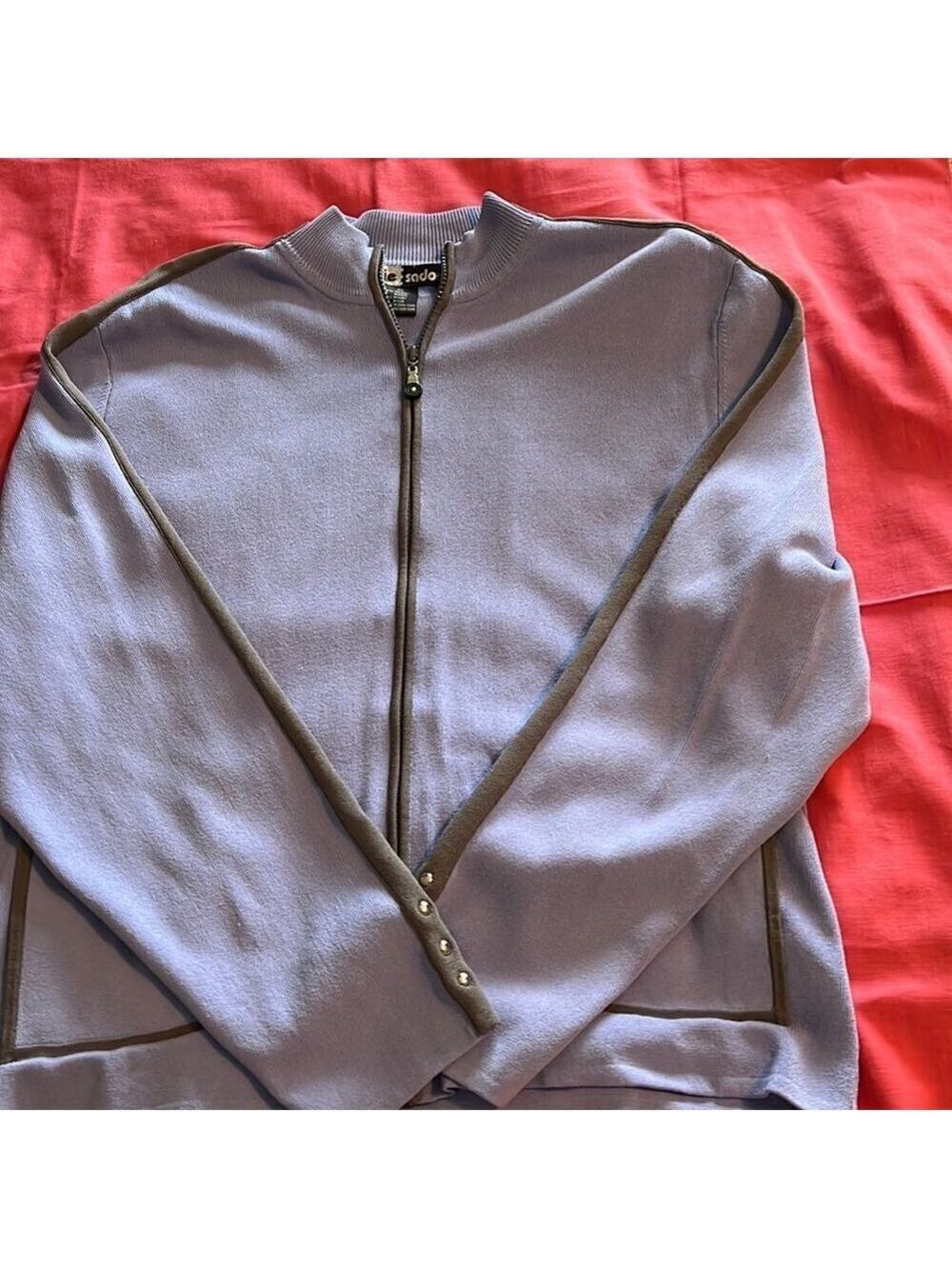 JAMIE SADOCK blue periwinkle golf jacket. Gray trim with silver - Picture 1 of 10
